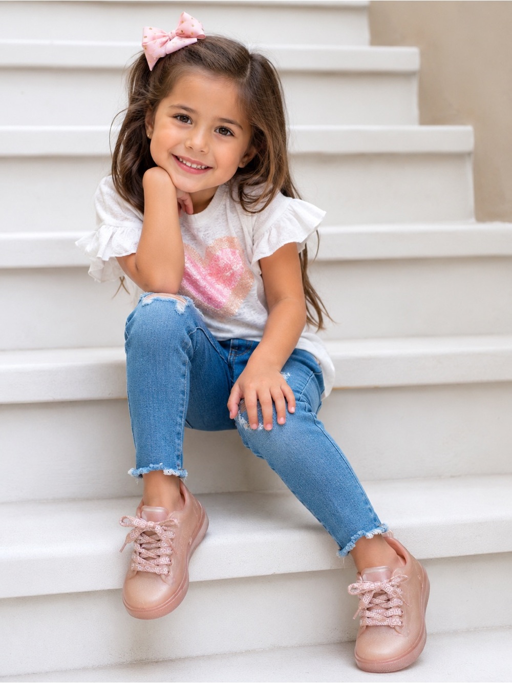 Mini Melissa Girls' Metallic Pink Sneakers